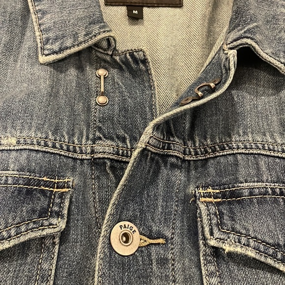 Paige Men Blue Scout Jean Jacket Medium Made to Look Worn Cotton/Rayon - Picture 3 of 11